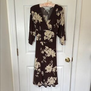 Y2K Traces By Tracy Evans Brown and Cream Floral Midi Dress
